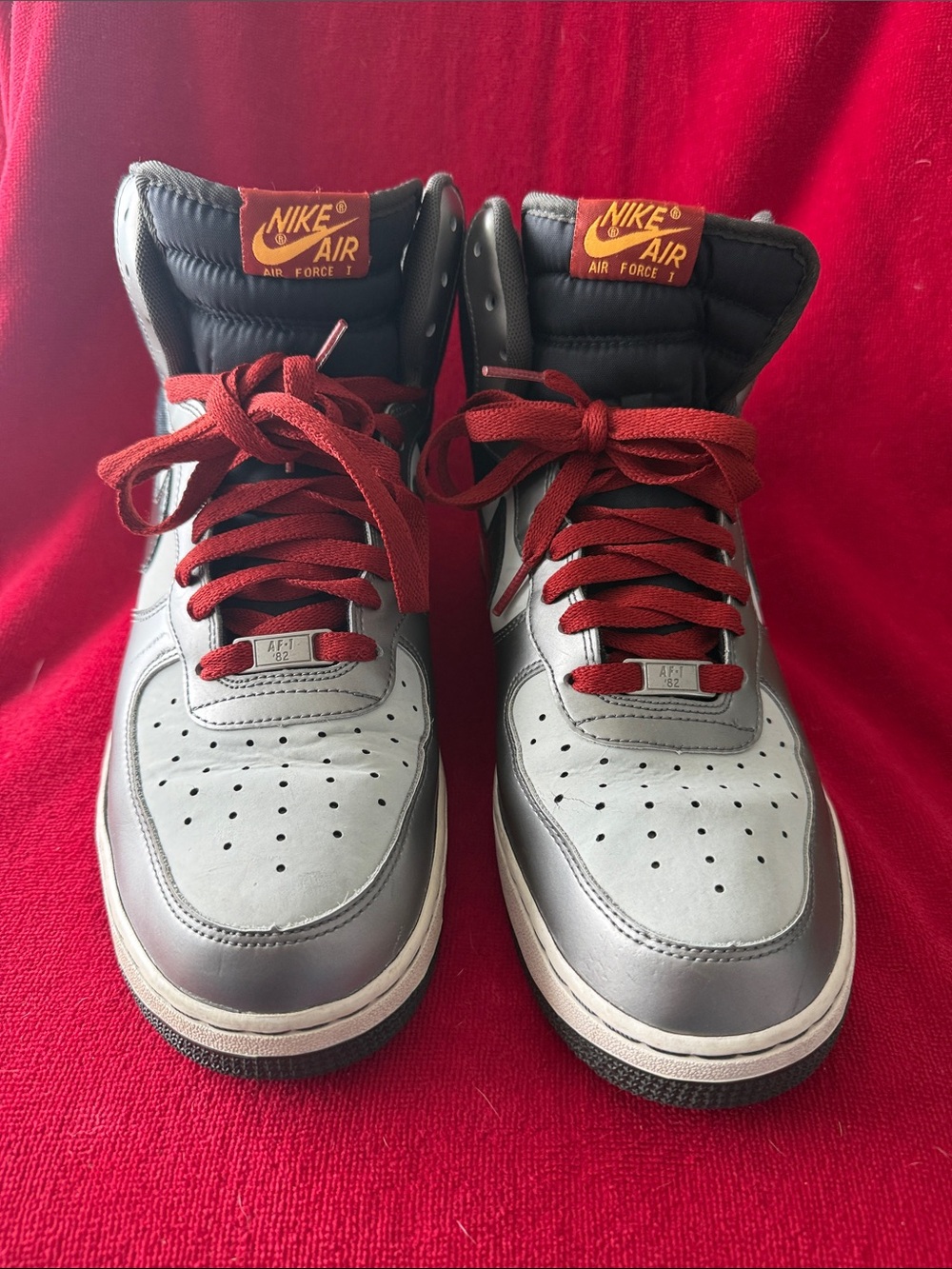 Nike Air Force 1 High — Gray with Red Accents
